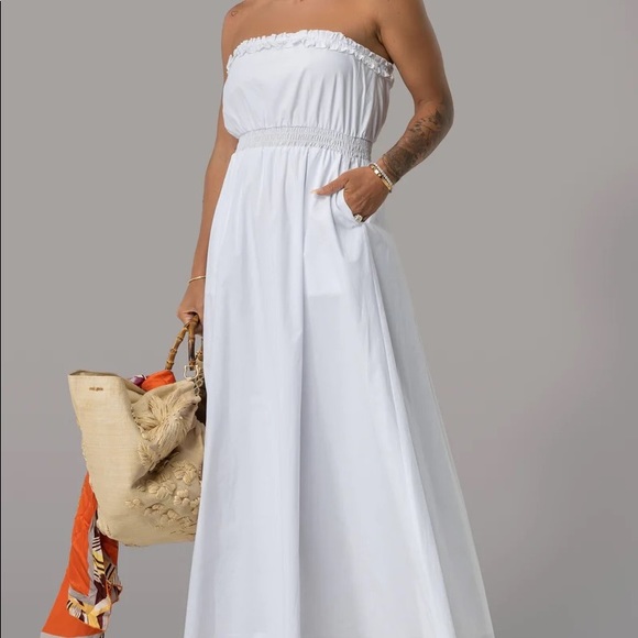 Byegreis Kenna White Strapless Maxi Dress NWT Small - Picture 2 of 9